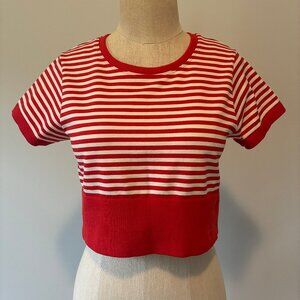Aerie Sidewalk Seamless Red Stripped Crop Top